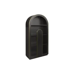 Boran 2m (H) Glass Cabinet - Textured Espresso Black by Interior Secrets - AfterPay Available by Interior Secrets, a Cabinets, Chests for sale on Style Sourcebook