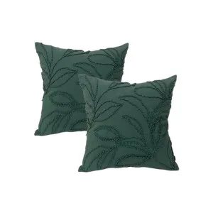 Cloud Linen Riviera Embroidered Cotton Teal 50x50cm Twin Pack Feather Filled Cushion by null, a Cushions, Decorative Pillows for sale on Style Sourcebook