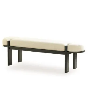 Jahoda 1.6m Black Elm Bench - Natural Linen by Interior Secrets - AfterPay Available by Interior Secrets, a Benches for sale on Style Sourcebook