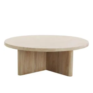 Agosti Travertine Marble 100cm Round Coffee Table - White Wash by Interior Secrets - AfterPay Available by Interior Secrets, a Coffee Table for sale on Style Sourcebook