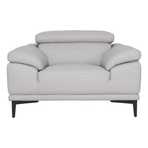 Monroe Armchair in Linea Leather Light Grey by OZ Design, a Chairs for sale on Style Sourcebook