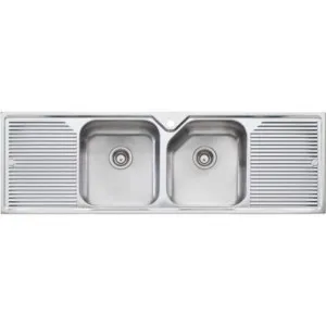 Nu-Petite Double Bowl Topmount Sink With Double Drainer 1 Tap Hole | Made From Stainless Steel By Oliveri by Oliveri, a Kitchen Sinks for sale on Style Sourcebook
