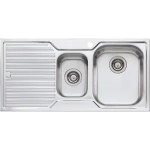 Diaz 1 & 1/2 Bowl Topmount Sink With Drainer Right Bowl 1 Tap Hole | Made From Stainless Steel By Oliveri by Oliveri, a Kitchen Sinks for sale on Style Sourcebook