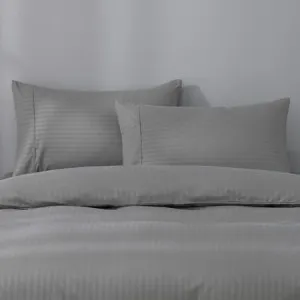 Caressa Stripe Quilt Cover Set - Black, Single, Microfibre by Canningvale, a Sheets for sale on Style Sourcebook
