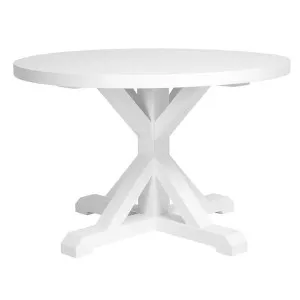 Deckler Round Dining Table White - 120/150 x 120/150 x 77cm by Elme Living, a Dining Tables for sale on Style Sourcebook