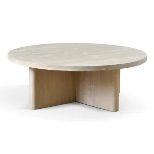 Ex Display - Agosti Travertine Marble 100cm Round Coffee Table - White Wash by Interior Secrets - AfterPay Available by Interior Secrets, a Coffee Table for sale on Style Sourcebook