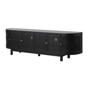 Ex Display - Ibarra 2.2m Rattan Doors TV Entertainment unit - Full Black by Interior Secrets - AfterPay Available by Interior Secrets, a Entertainment Units & TV Stands for sale on Style Sourcebook