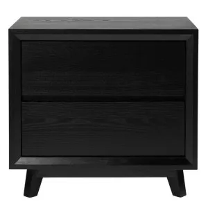 Morgan Oak Bedside Table Black - 2 Drawer by null, a Bedside Tables for sale on Style Sourcebook