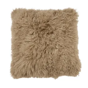 Mongolian Fur Cushion Mushroom - 55cm x 55cm by null, a Cushions, Decorative Pillows for sale on Style Sourcebook