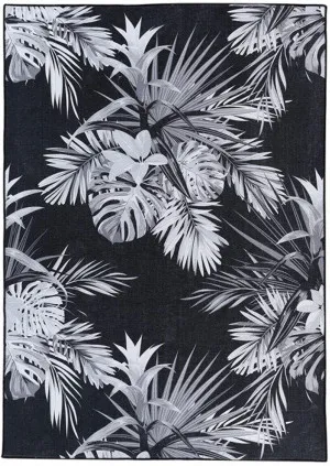 Zarrin Palm Black Machine Washable Rug by null, a Contemporary Rugs for sale on Style Sourcebook