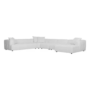 Rubin 6 Seater Modular Sofa + Chaise RHF in Het White by OzDesignFurniture, a Sofas for sale on Style Sourcebook