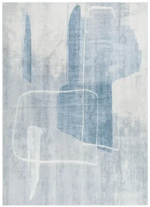 Morris Blue Abstract Machine Washable Rug by null, a Contemporary Rugs for sale on Style Sourcebook