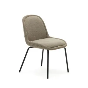 Aimin chair in brown chenille and steel legs with a matte black painted finish by null, a Dining Chairs for sale on Style Sourcebook