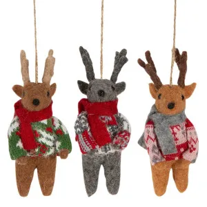 Tres Amigos Felt Reindeer Decorations - Set of 3 by Florabelle Living, a Christmas for sale on Style Sourcebook