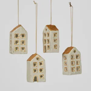 Mache House Hanging Ornament (Set of 4) by Florabelle Living, a Christmas for sale on Style Sourcebook