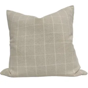 Irish Plaid Rustic Linen Cotton Cushion 55cm Square - Natural & White by null, a Cushions, Decorative Pillows for sale on Style Sourcebook