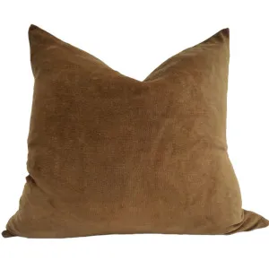 Fontainebleau Cotton Velvet & French Linen Two Sided Cushion 55cm Square - Toffee by null, a Throws for sale on Style Sourcebook
