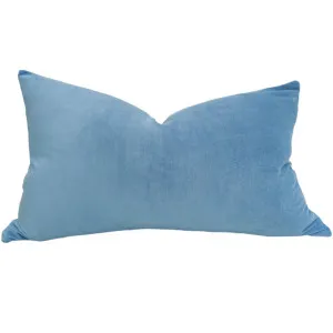 Fontainebleau Cotton Velvet & French Linen Two Sided Cushion 40cmx60cm Lumbar - Arctic Blue by null, a Throws for sale on Style Sourcebook