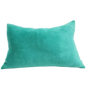 Fontainebleau Cotton Velvet & French Linen Two Sided Cushion 40cmx60cm Lumbar - Metal Green by null, a Throws for sale on Style Sourcebook