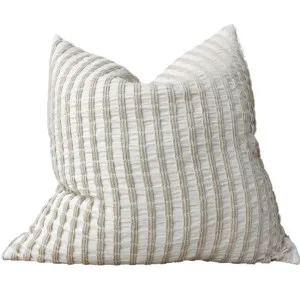 LAST ONE - Troyes Linen Cotton Jacquard Cushion 55x55cm -Striped by null, a Quilts & Bedspreads for sale on Style Sourcebook