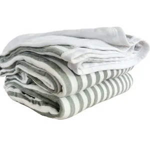 RESTOCK LATE APRIL - Cotton Quilted Bed Cover Massive Blanket 230x200cm - Sage Green Striped by null, a Quilts & Bedspreads for sale on Style Sourcebook