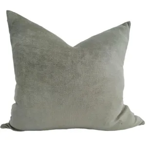 Fontainebleau Cotton Velvet & French Linen Two Sided Cushion 55cm Square - Moss Green by null, a Throws for sale on Style Sourcebook
