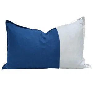 Nantes 100% Pure French Linen Cushion 40x60cm - Atlantic Blue & White by null, a Cushions, Decorative Pillows for sale on Style Sourcebook