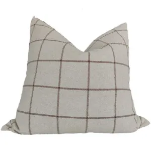 Irish Plaid Rustic Linen Cotton Cushion 55cm Square - Brown by null, a Cushions, Decorative Pillows for sale on Style Sourcebook