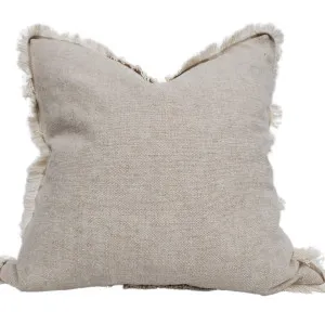 Riviera Heavy Weight Texture French Linen Fringed Edge Cushion 60cm Square- Oatmeal by null, a Cushions, Decorative Pillows for sale on Style Sourcebook