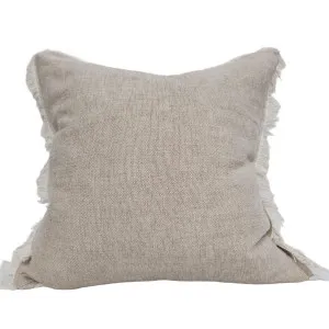 Riviera Heavy Weight Texture French Linen Fringed Edge Cushion 55cm Square - Oatmeal by null, a Cushions, Decorative Pillows for sale on Style Sourcebook