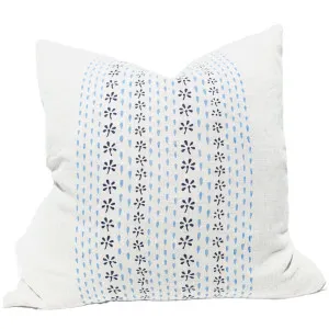 The Outback Artisan Block Printed Heavy Weight Pure French Linen Cushion 55cm Square - Raindrop Pageant Blue by null, a Cushions, Decorative Pillows for sale on Style Sourcebook