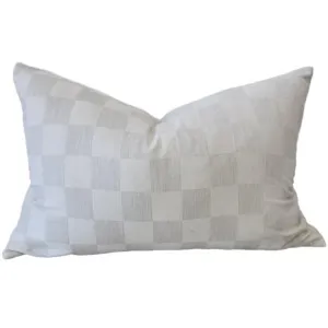 Colmar Check Jacquard Linen Cushion 40x60cm Lumbar - Grey by null, a Cushions, Decorative Pillows for sale on Style Sourcebook