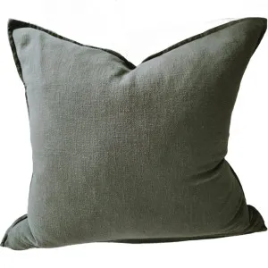 RESTOCK EARLY OF MAY | Millard Linen Cotton Cushion 55cm Square - Nimes Khaki Green by null, a Cushions, Decorative Pillows for sale on Style Sourcebook