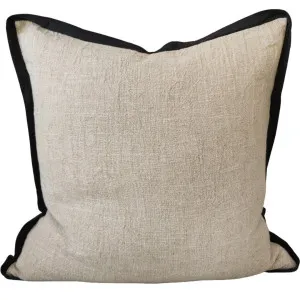 Reine Linen Cushion 55cm Square - Natural with Black Border by null, a Cushions, Decorative Pillows for sale on Style Sourcebook