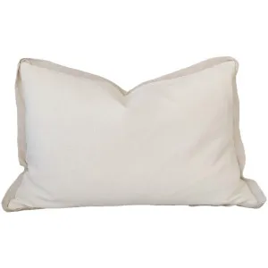 Reine Linen Cushion 40x60cm Lumbar  - White with Light Nude Border by null, a Cushions, Decorative Pillows for sale on Style Sourcebook