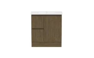Ascot Floor Or Wall Mount Slim Vanity 765mm 2 Draw Lh 1 Door Natural Walnut | Made From MDF In Timber Look By Raymor by Raymor, a Vanities for sale on Style Sourcebook