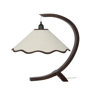 Paola & Joy Kira 1lt Table Lamp with Wooden Base (E27) Walnut & Cream by Paola & Joy, a Table & Bedside Lamps for sale on Style Sourcebook