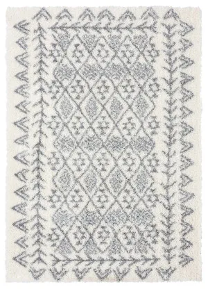 Tahnee Ivory and Grey Tribal Shag Rug by Miss Amara, a Shag Rugs for sale on Style Sourcebook