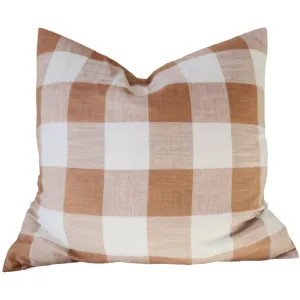 Bungalow Plaid Linen Cotton Cushion 55x55cm - Off White | Cider Orange by null, a Quilts & Bedspreads for sale on Style Sourcebook