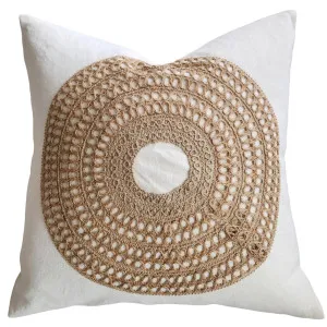Dénpasar Linen Cushion 55cm Square - White | Jute Natural by null, a Cushions, Decorative Pillows for sale on Style Sourcebook