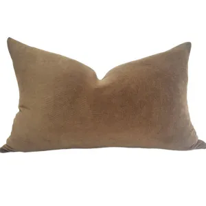 Fontainebleau Cotton Velvet & French Linen Feather Filled Cushion 40x60cm Lumbar - Toffee by null, a Throws for sale on Style Sourcebook