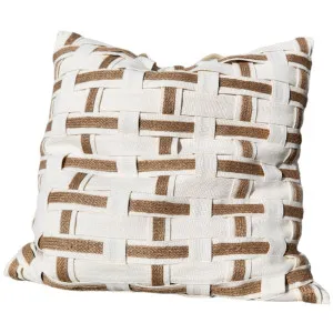 Malta Jute Linen Cushion 55cm Square - White | Natural by null, a Cushions, Decorative Pillows for sale on Style Sourcebook