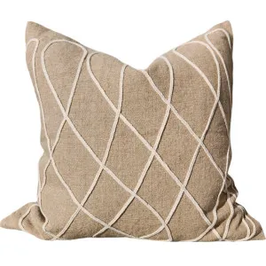 Abbey Crisscross Linen Cushion 55cm Square - Natural | White by null, a Cushions, Decorative Pillows for sale on Style Sourcebook