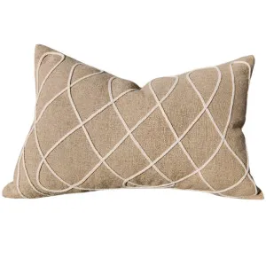 Abbey Crisscross Linen Cushion 40x60cm Lumbar - Natural | White by null, a Cushions, Decorative Pillows for sale on Style Sourcebook