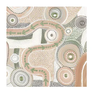 Emu Dreaming, Light Peach and Green Colour by Gioia Wall Art, a Aboriginal Art for sale on Style Sourcebook