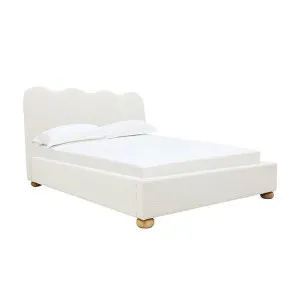 Maeve Wave Boucle Bed Frame Ivory by null, a Beds & Bed Frames for sale on Style Sourcebook