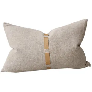 Florrie Linen Cushion 40x60cm Lumbar - Natural | Leather Strap by null, a Cushions, Decorative Pillows for sale on Style Sourcebook