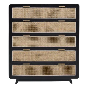 Willow Tall Boy in Mangowood Black / Rattan by OZ Design, a Dressers & Chests of Drawers for sale on Style Sourcebook