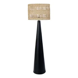 Woven Seagrass Floor Lamp 50x153cm in Black by OZ Design, a Floor Lamps for sale on Style Sourcebook