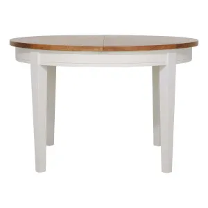 Mango Creek Round Extension Dining Table 100-140cm in Mangowood White / Clear by OZ Design, a Dining Tables for sale on Style Sourcebook
